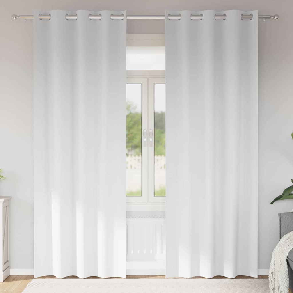 Fekete Függöny Gyűrűkkel 2 db Tiszta Fehér 260 x 140 cm