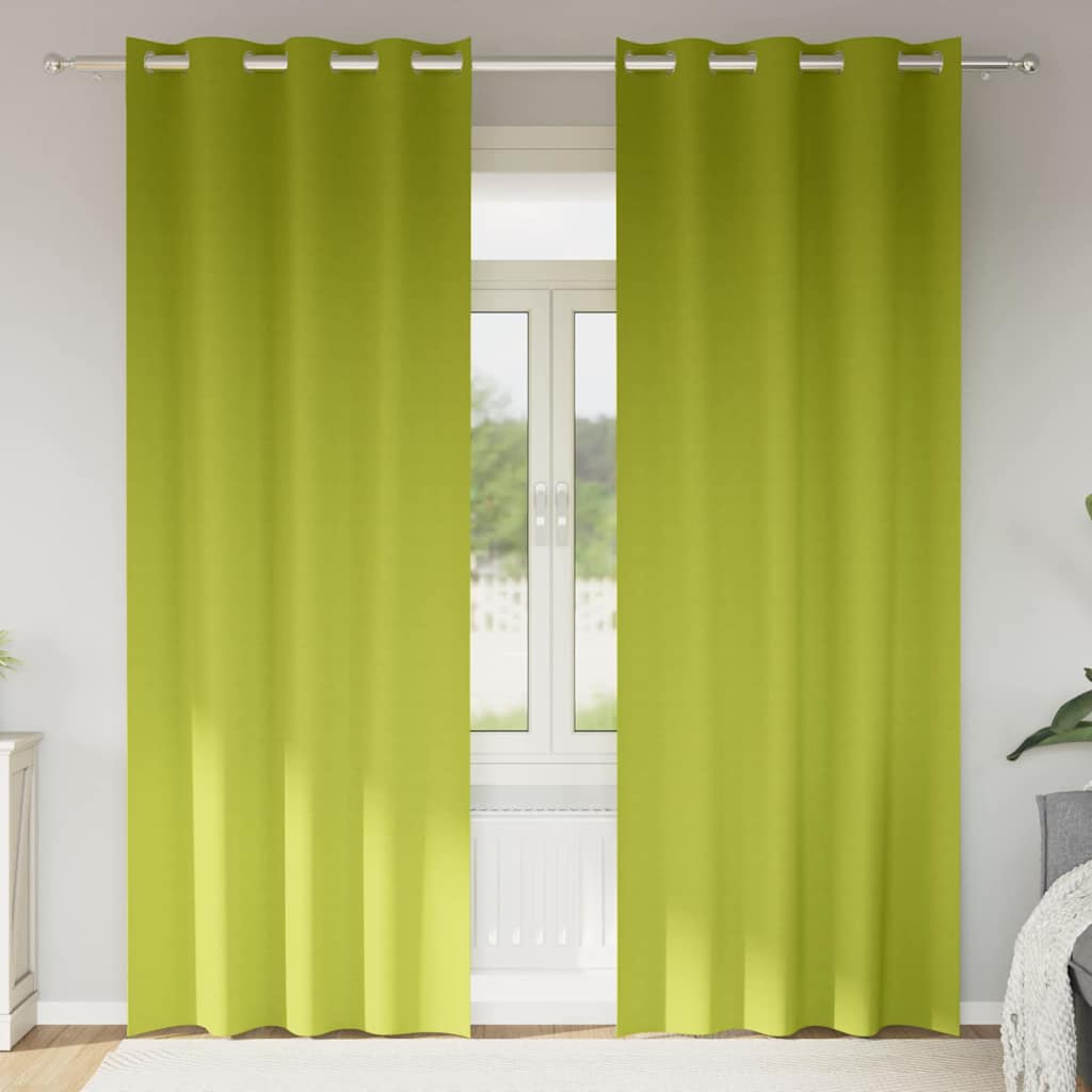 Fekete Függöny Gyűrűkkel 2 db Zöld 225 x 140 cm Poliészter