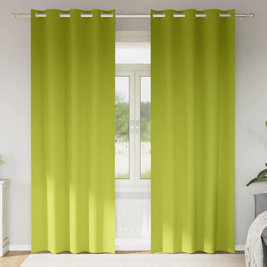 Fekete Függöny Gyűrűkkel 2 pcs Zöld 225 x 140 cm Poliészter