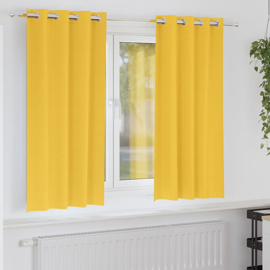Fekete Függöny Gyűrűkkel 2 pcs Mustár sárga 175 x 140 cm
