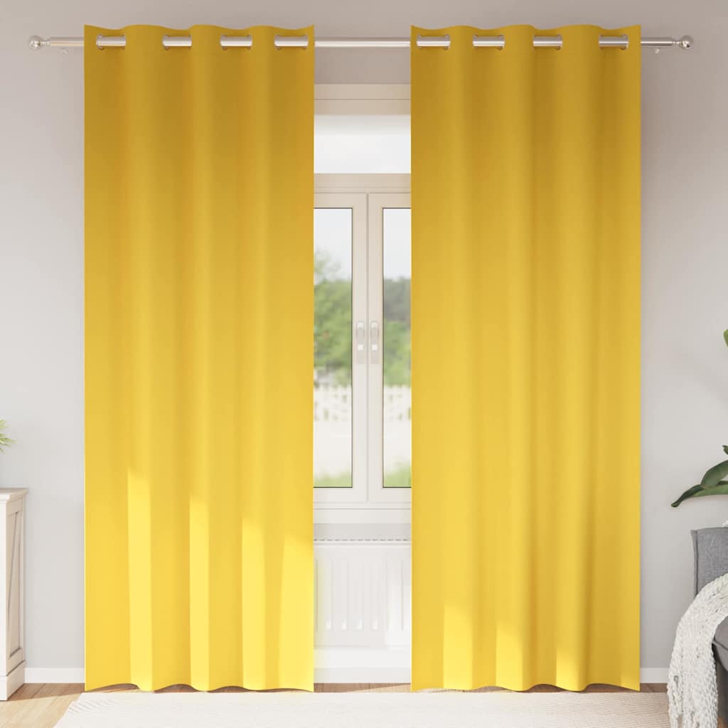 Fekete Függöny Gyűrűkkel 2 db Mustársárga 260 x 140 cm