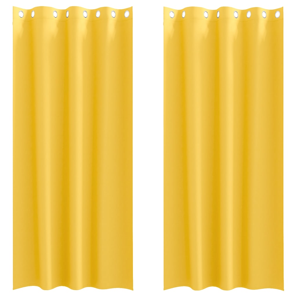 Fekete Függöny Gyűrűkkel 2 db Mustársárga 260 x 140 cm