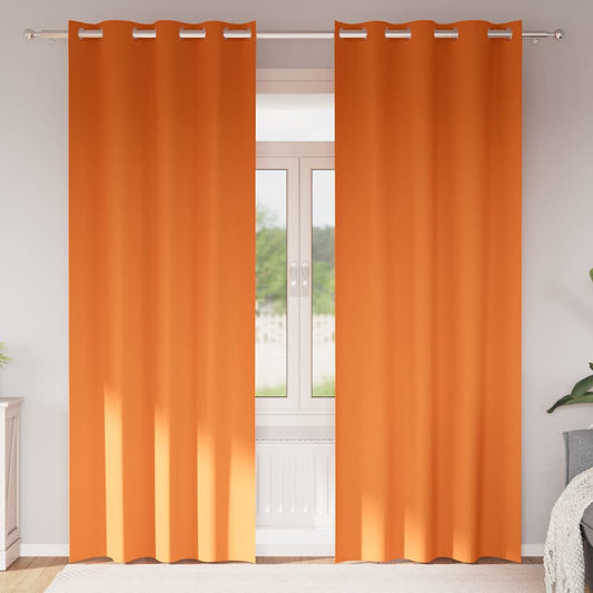 Fekete Függöny Gyűrűkkel 2 pcs Élénk narancs 245 x 140 cm