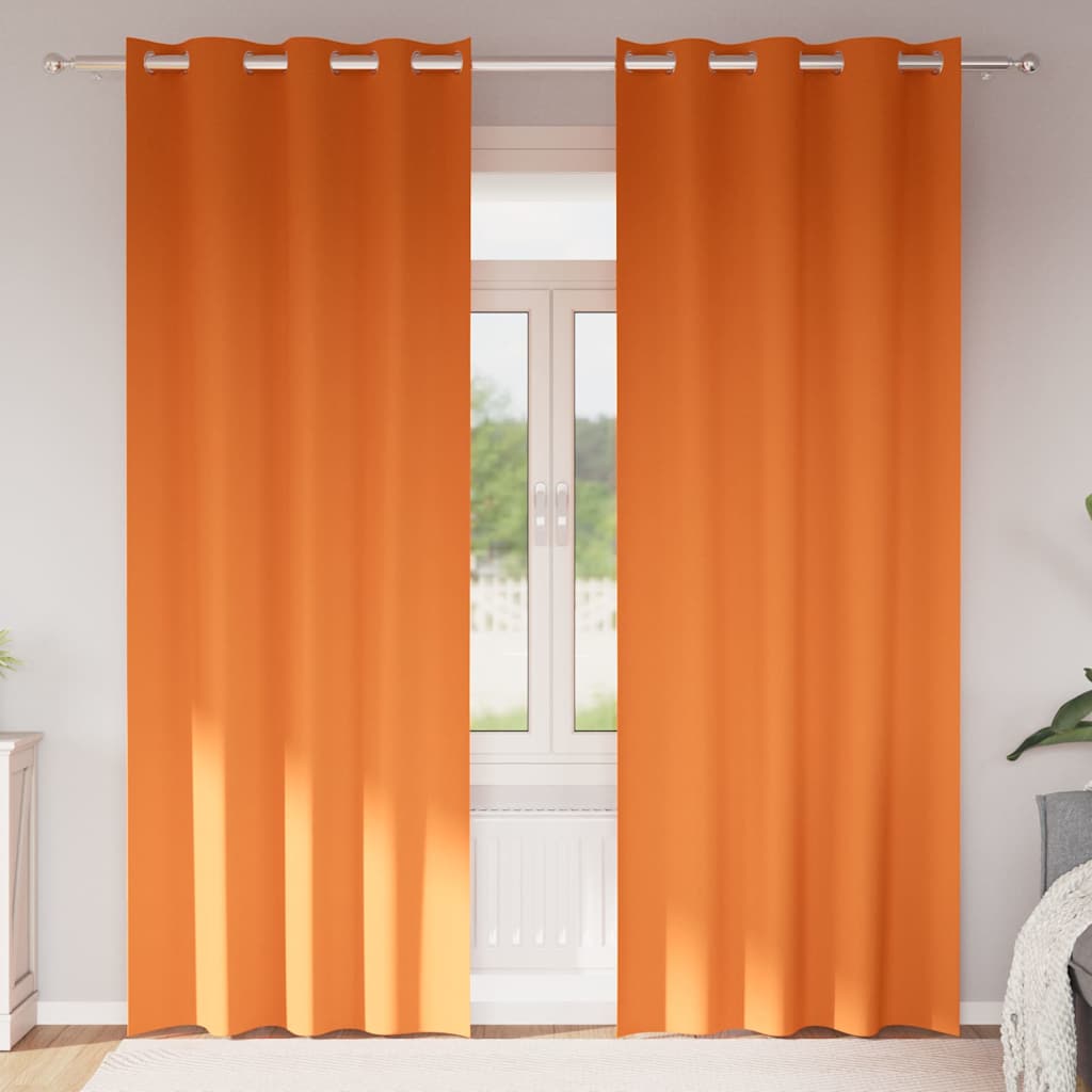 Fekete Függöny Gyűrűkkel 2 pcs Élénk narancs 245 x 140 cm