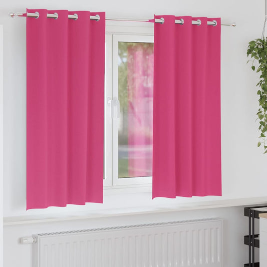 Fekete Függöny Gyűrűkkel 2 pcs Élénk rózsaszín 175 x 140 cm