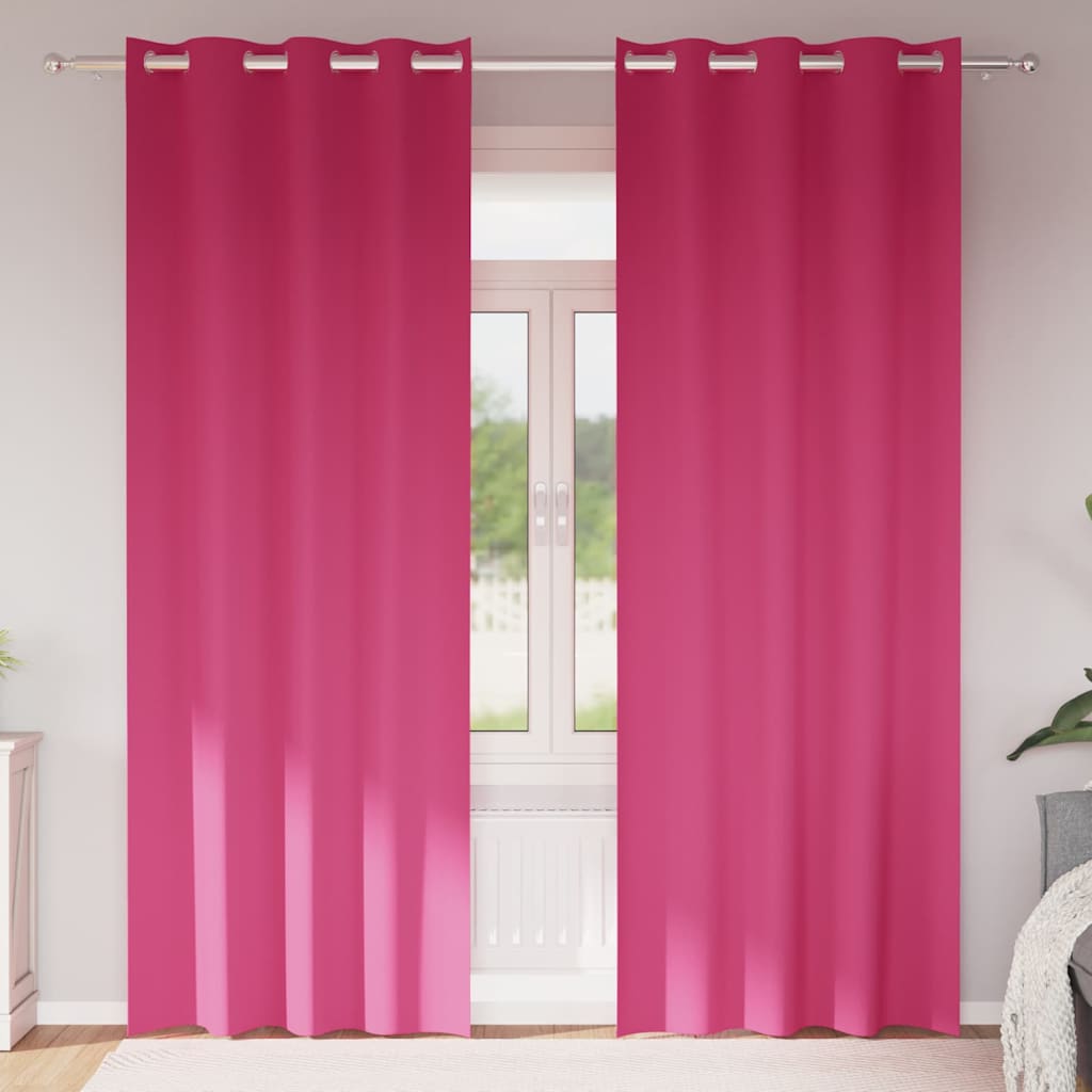 Fekete Függöny Gyűrűkkel 2 db Élénk rózsaszín 245 x 140 cm