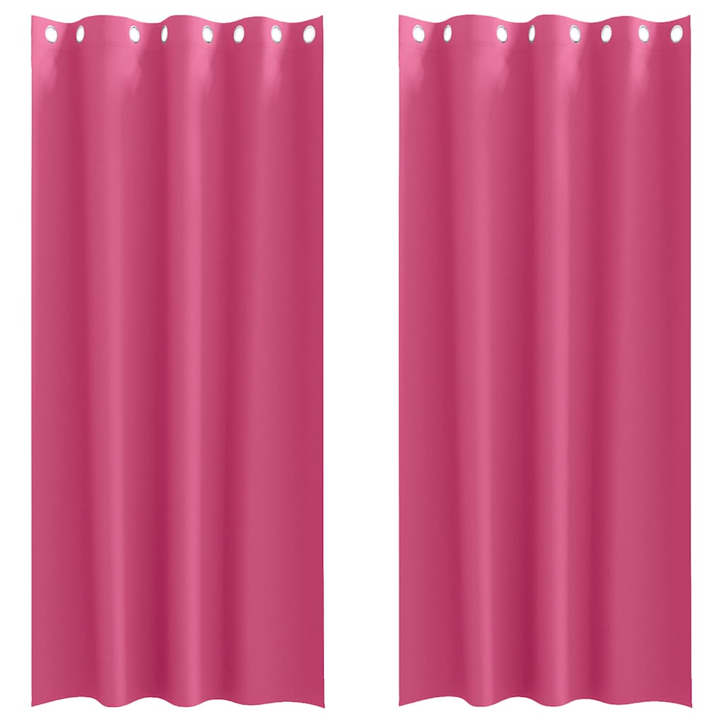 Fekete Függöny Gyűrűkkel 2 db Élénk rózsaszín 245 x 140 cm