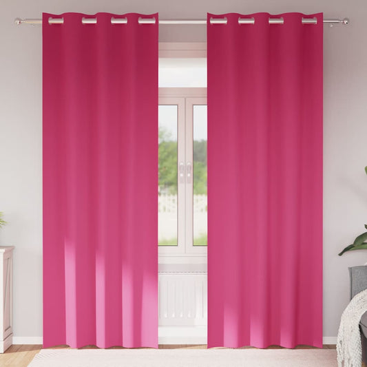 Fekete Függöny Gyűrűkkel 2 pcs Élénk rózsaszín 260 x 140 cm