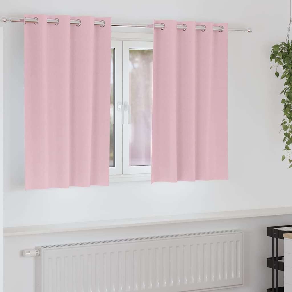 Fekete Függöny Gyűrűkkel 2 db Babarózsaszín 140 x 140 cm