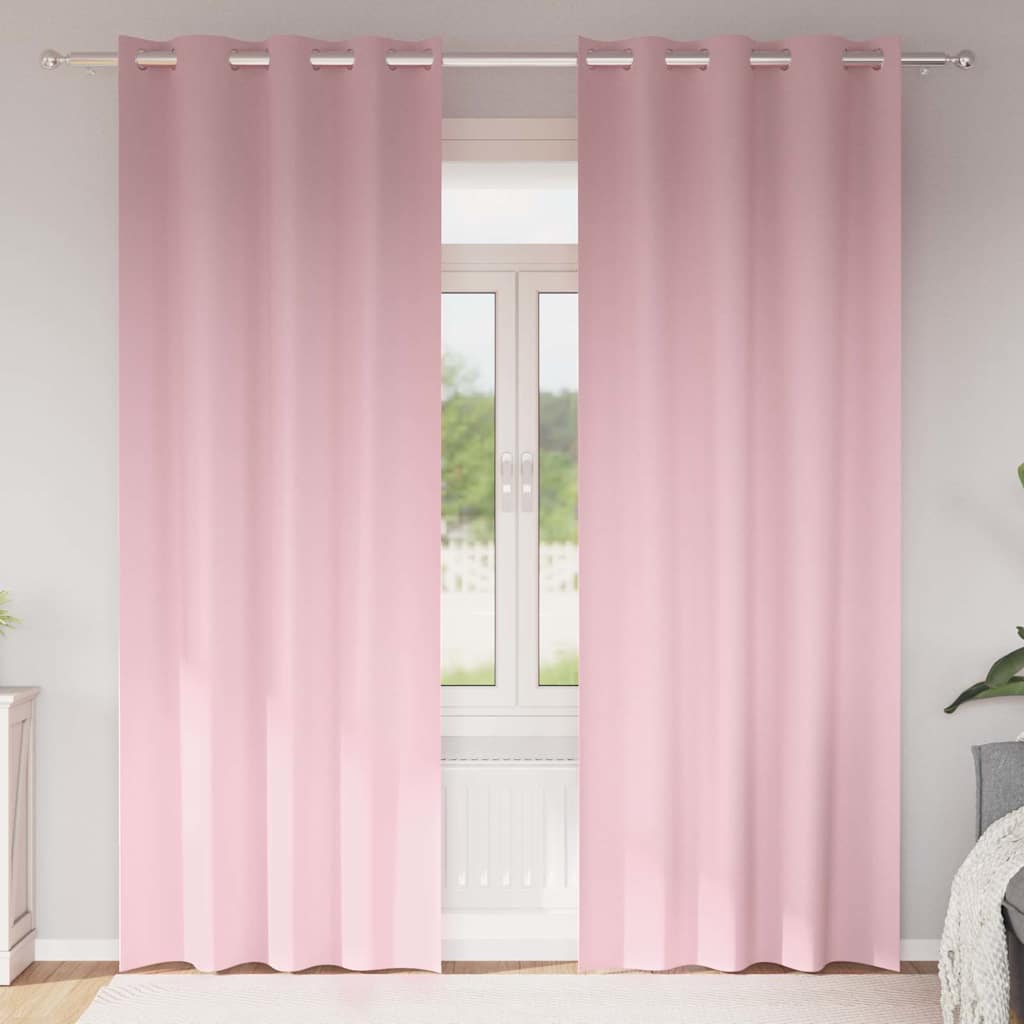 Fekete Függöny Gyűrűkkel 2 db Babarózsaszín 225 x 140 cm
