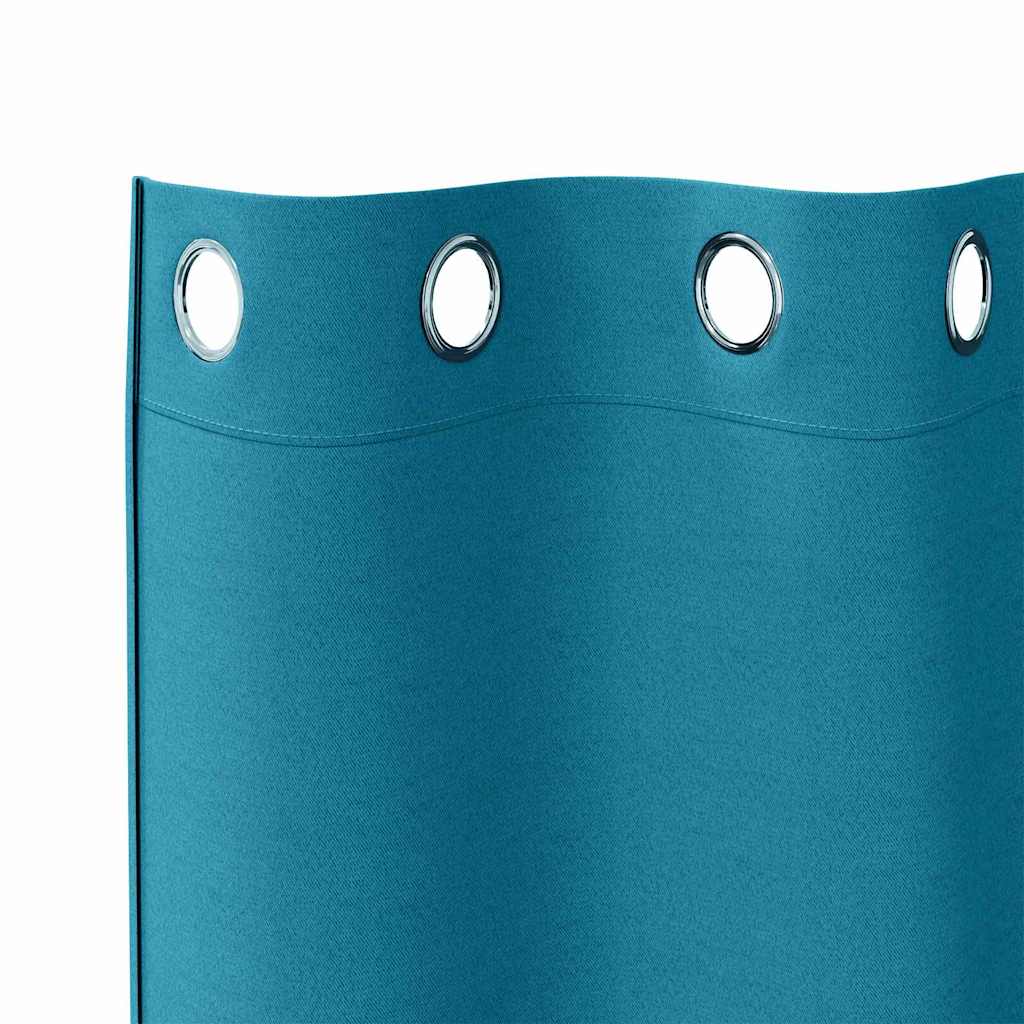 Fekete Függöny Gyűrűkkel 2 db Türkiz 260 x 140 cm Poliészter
