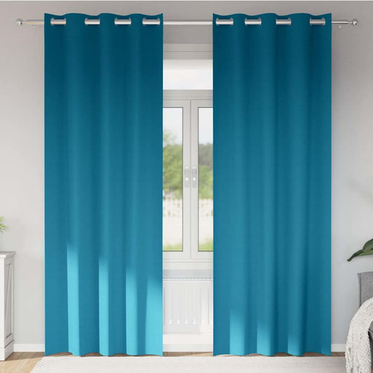 Fekete Függöny Gyűrűkkel 2 pcs Türkiz 260 x 140 cm Poliészter