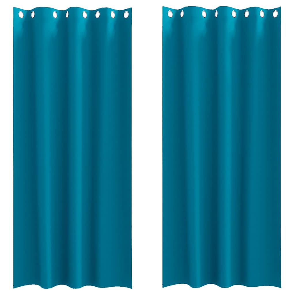 Fekete Függöny Gyűrűkkel 2 db Türkiz 260 x 140 cm Poliészter
