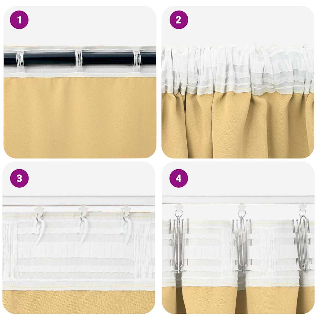 Fekete Függöny Gyűrűkkel 2 pcs Bézs 140 x 140 cm Poliészter