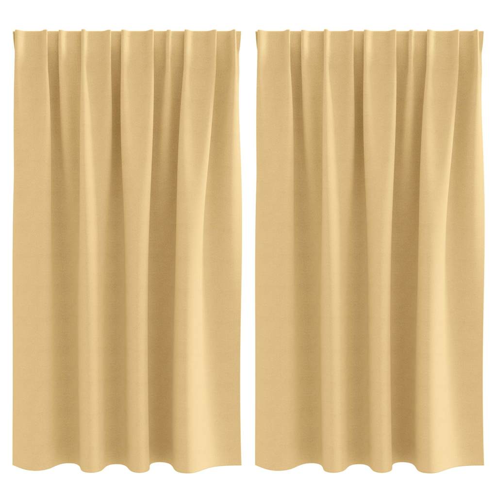 Fekete Függöny Gyűrűkkel 2 pcs Bézs 140 x 140 cm Poliészter