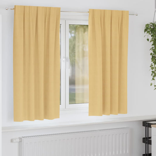 Fekete Függöny Gyűrűkkel 2 pcs Bézs 175 x 140 cm Poliészter