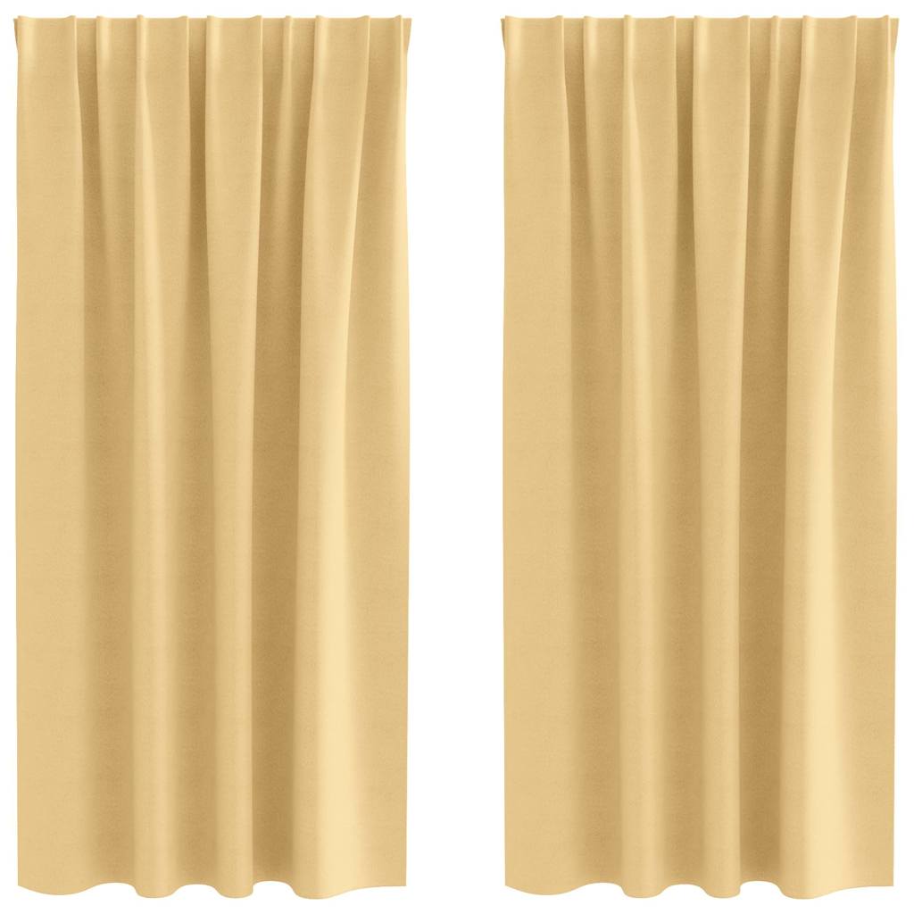 Fekete Függöny Gyűrűkkel 2 pcs Bézs 175 x 140 cm Poliészter