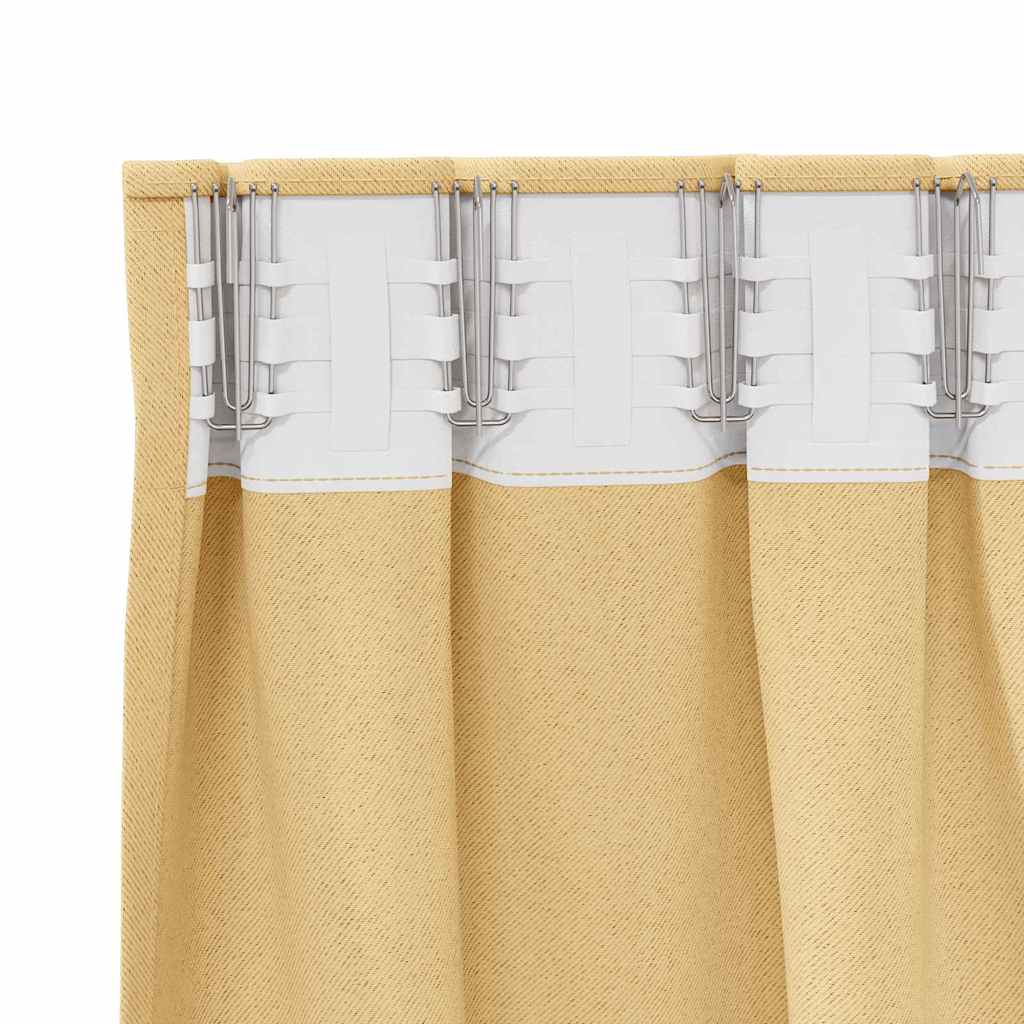 Fekete Függöny Gyűrűkkel 2 pcs Bézs 245 x 140 cm Poliészter