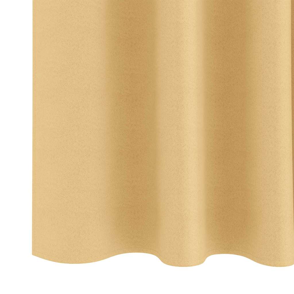 Fekete Függöny Gyűrűkkel 2 pcs Bézs 260 x 140 cm Poliészter