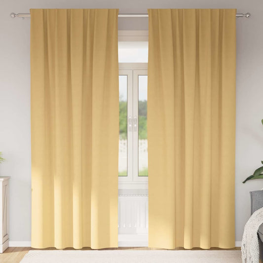 Fekete Függöny Gyűrűkkel 2 pcs Bézs 260 x 140 cm Poliészter