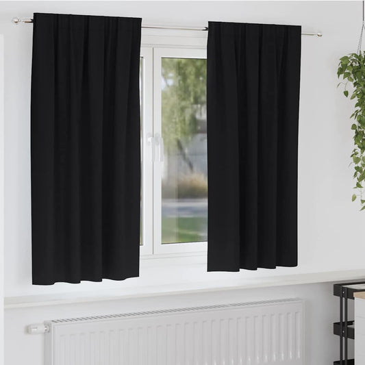 Fekete Függöny Gyűrűkkel 2 pcs Fekete 175 x 140 cm Poliészter