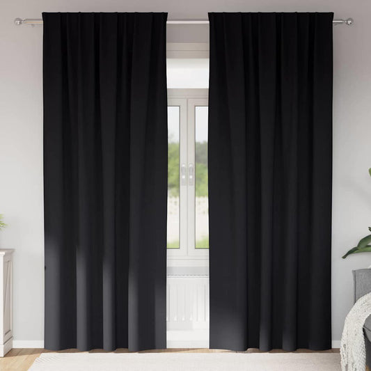 Fekete Függöny Gyűrűkkel 2 pcs Fekete 225 x 140 cm Poliészter