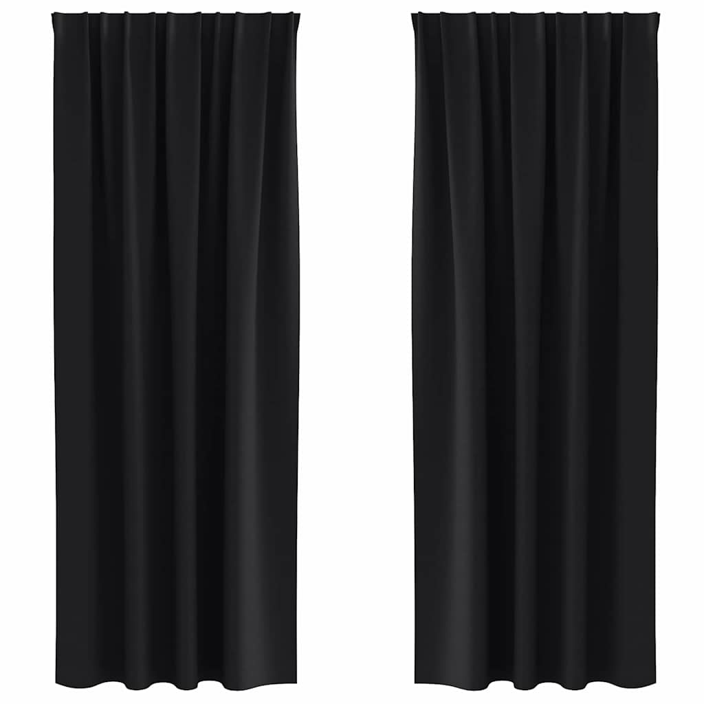 Fekete Függöny Gyűrűkkel 2 pcs Fekete 225 x 140 cm Poliészter