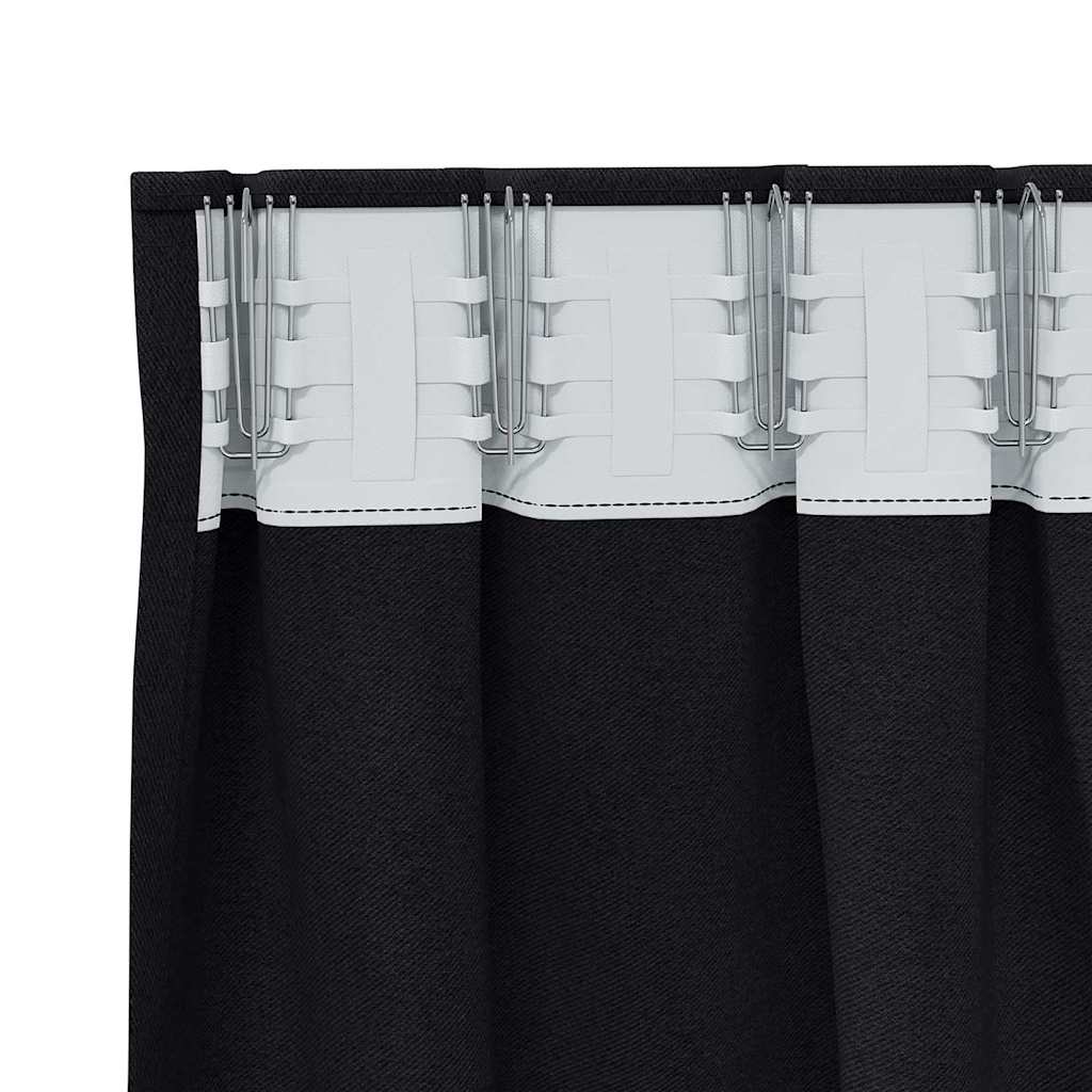 Fekete Függöny Gyűrűkkel 2 pcs Fekete 260 x 140 cm Poliészter