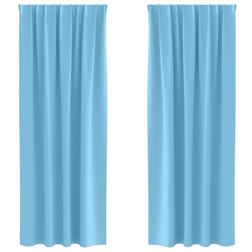Fekete Függöny Gyűrűkkel 2 pcs Világoskék 225 x 140 cm