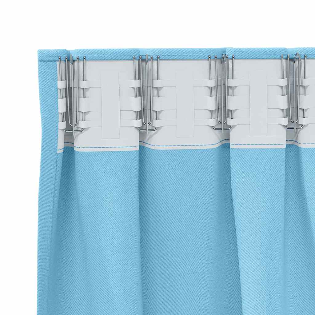Fekete Függöny Gyűrűkkel 2 pcs Világoskék 245 x 140 cm