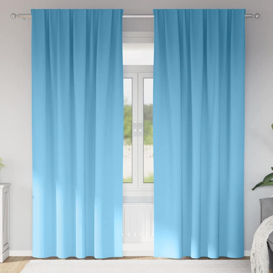 Fekete Függöny Gyűrűkkel 2 pcs Világoskék 260 x 140 cm