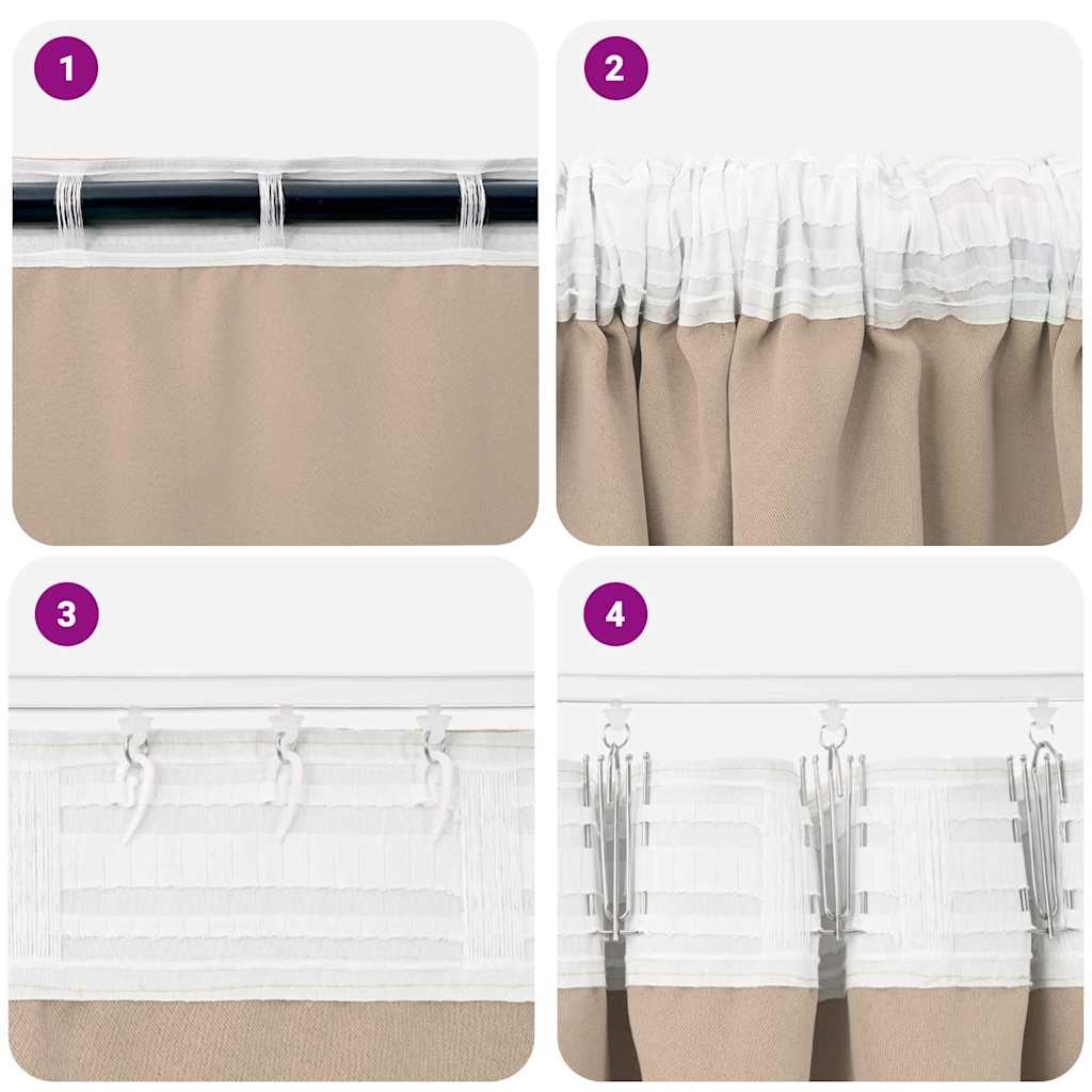 Fekete Függöny Gyűrűkkel 2 pcs Tópszínű 245 x 140 cm Poliészter