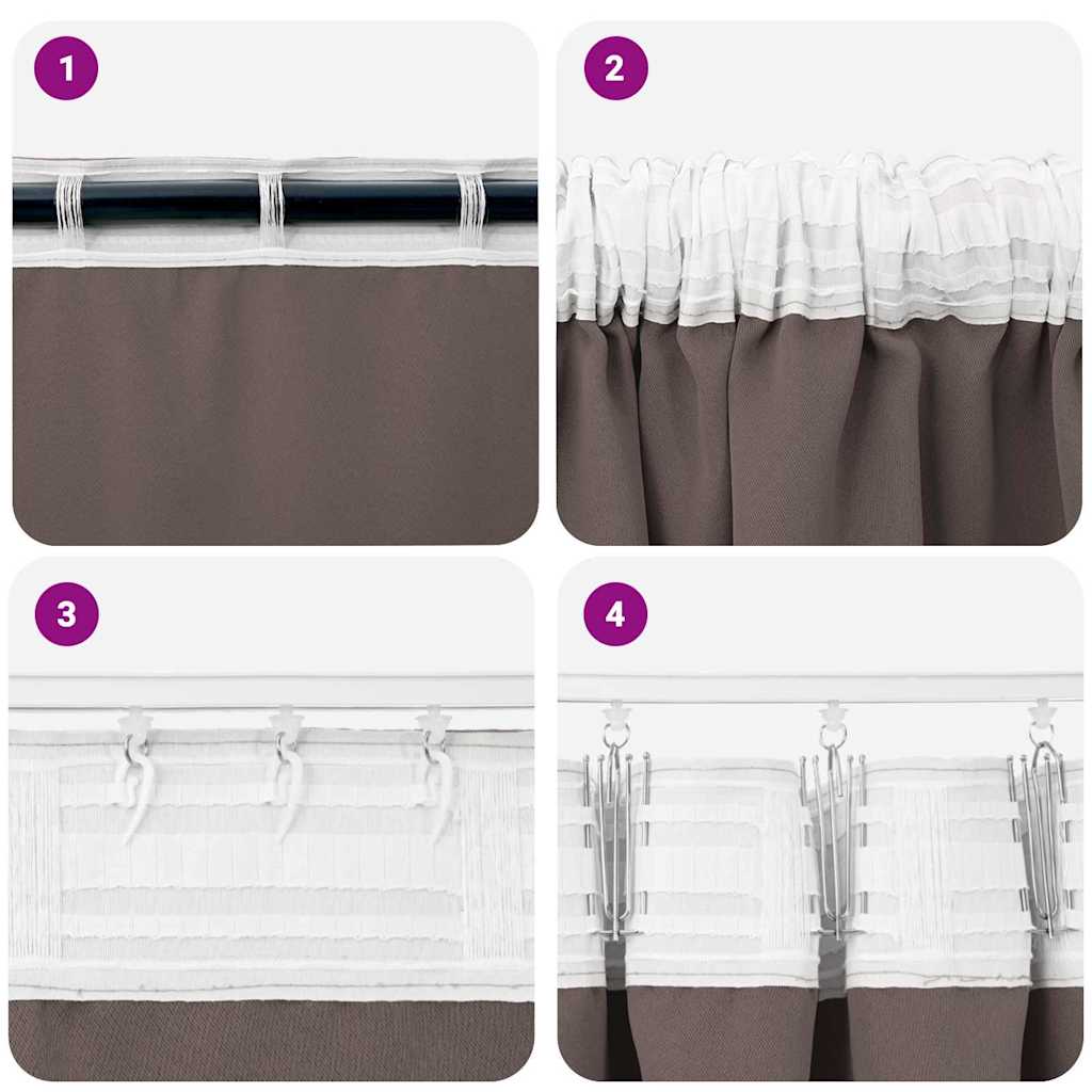 Fekete Függöny Gyűrűkkel 2 pcs Sötét Barna 225 x 140 cm