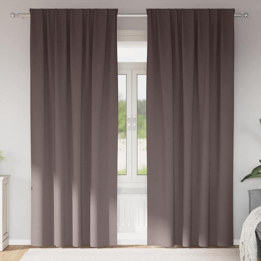 Fekete Függöny Gyűrűkkel 2 pcs Sötét Barna 260 x 140 cm