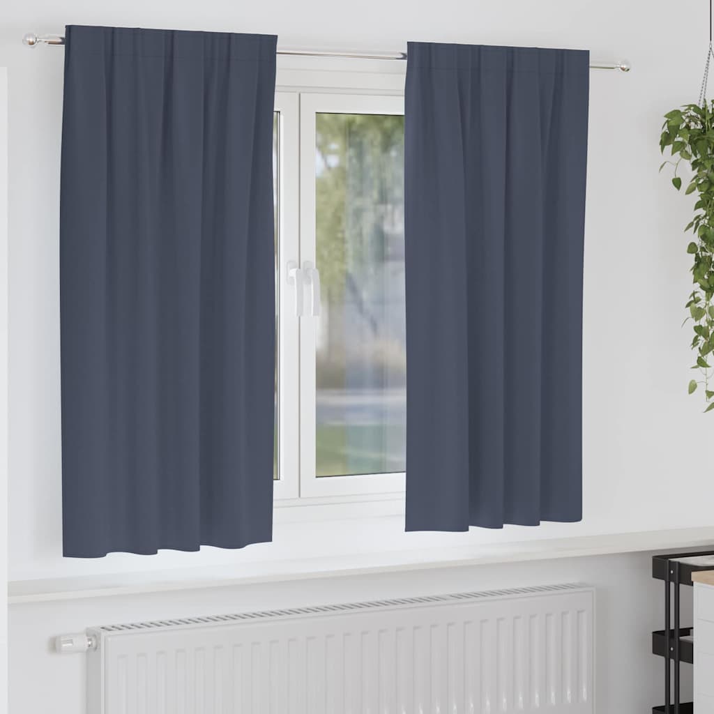 Fekete Függöny Gyűrűkkel 2 pcs Antracit 175 x 140 cm Poliészter