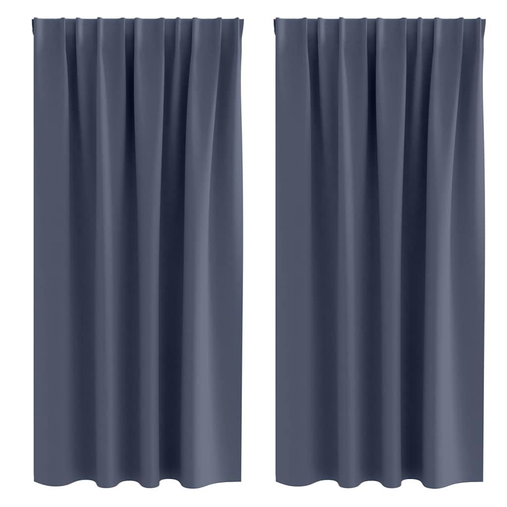 Fekete Függöny Gyűrűkkel 2 pcs Antracit 175 x 140 cm Poliészter