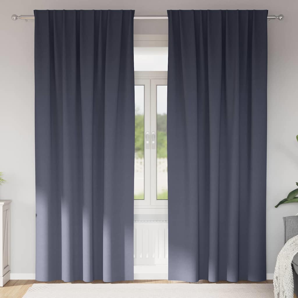 Fekete Függöny Gyűrűkkel 2 pcs Antracit 225 x 140 cm Poliészter