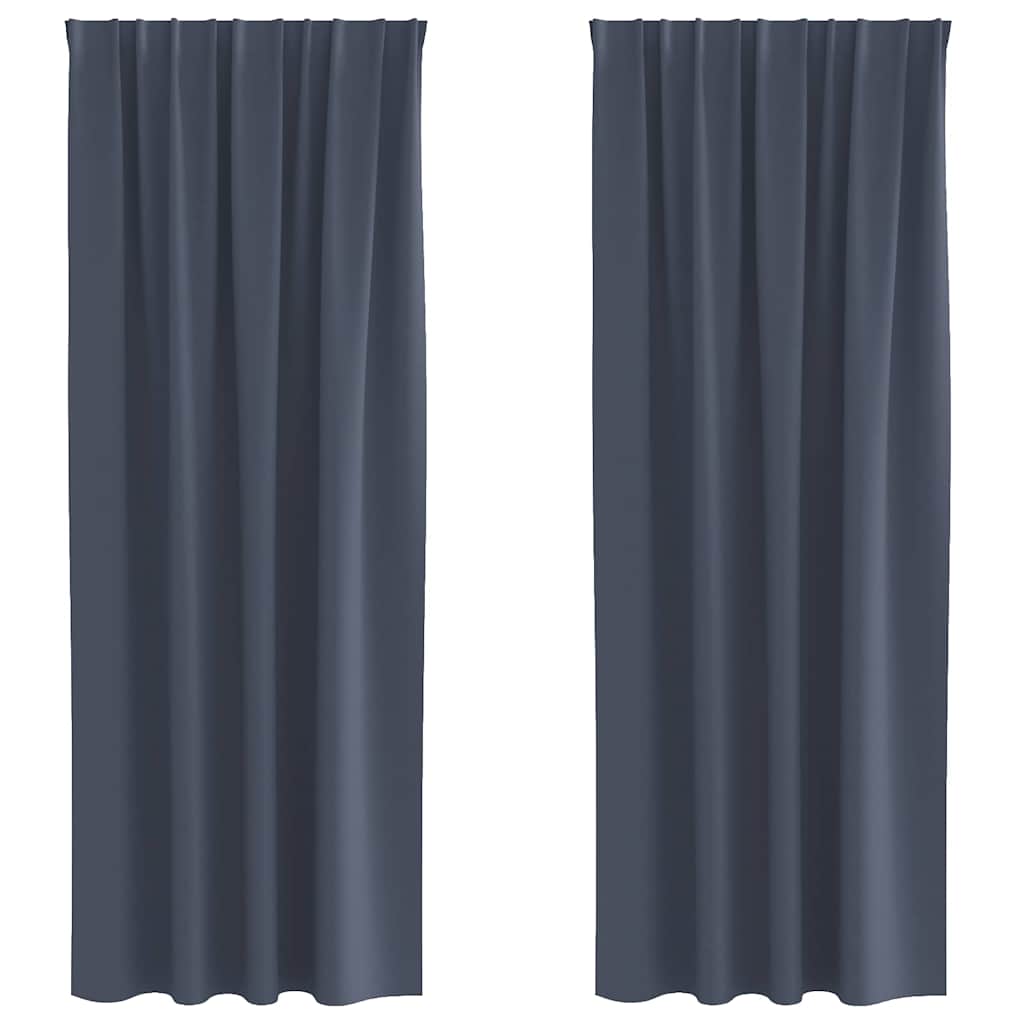 Fekete Függöny Gyűrűkkel 2 pcs Antracit 245 x 140 cm Poliészter