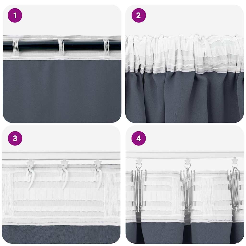 Fekete Függöny Gyűrűkkel 2 pcs Antracit 260 x 140 cm Poliészter