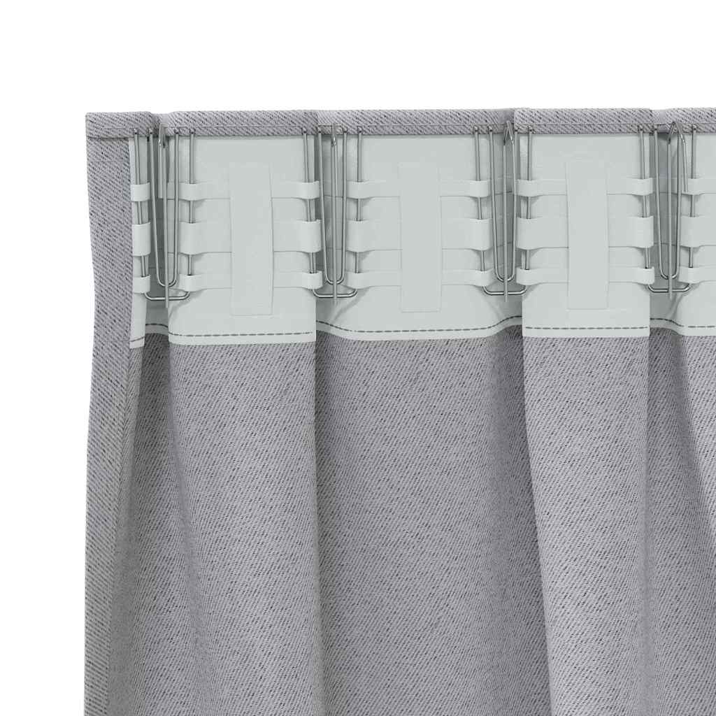 Fekete Függöny Gyűrűkkel 2 pcs Világosszürke 245 x 140 cm
