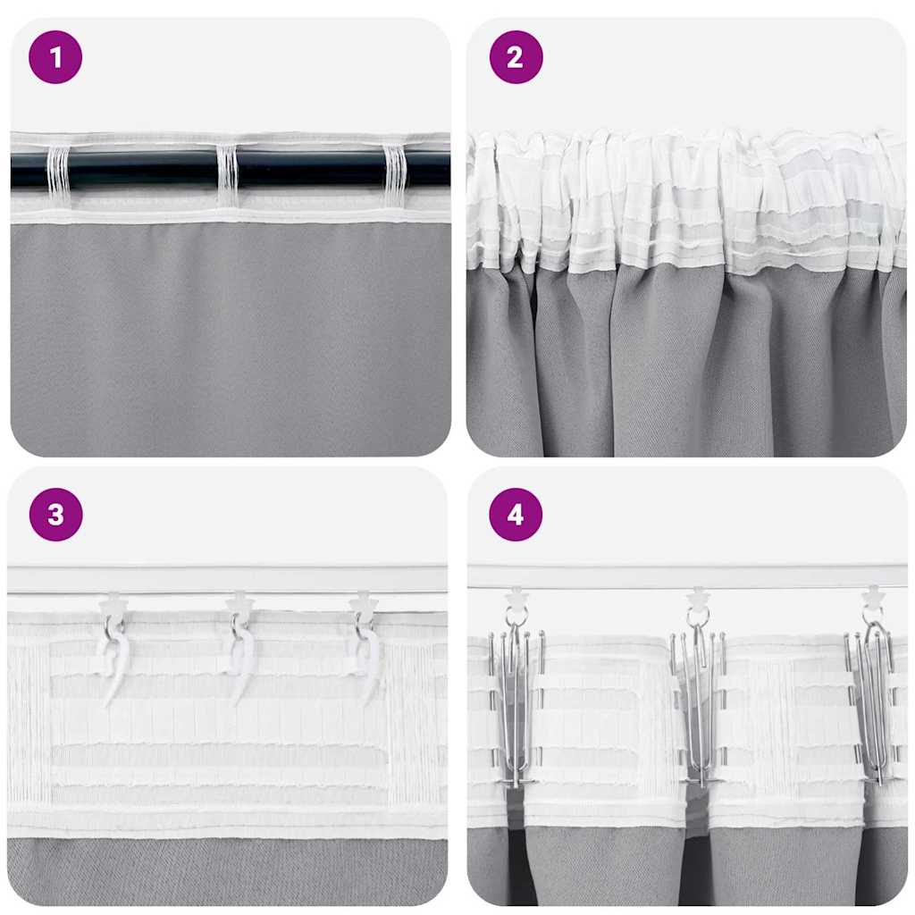 Fekete Függöny Gyűrűkkel 2 pcs Világosszürke 245 x 140 cm