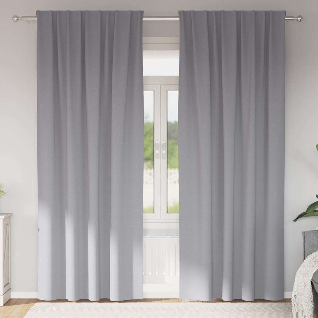 Fekete Függöny Gyűrűkkel 2 pcs Világosszürke 245 x 140 cm