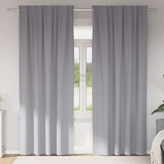 Fekete Függöny Gyűrűkkel 2 pcs Világosszürke 260 x 140 cm