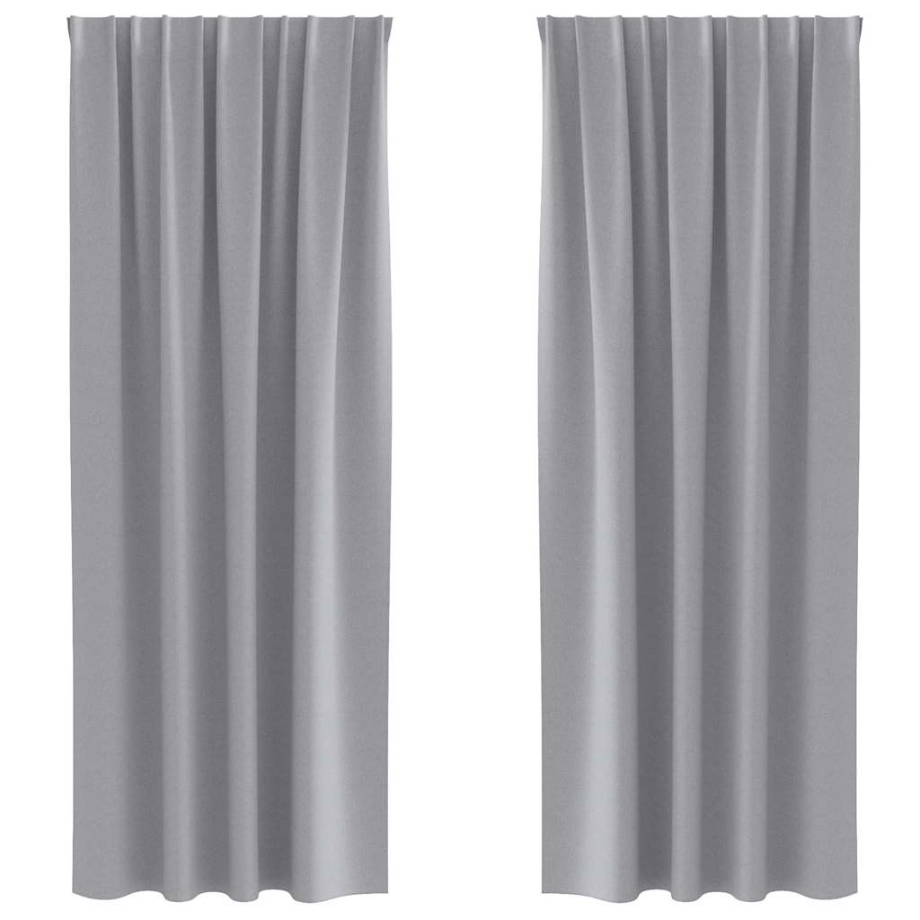 Fekete Függöny Gyűrűkkel 2 pcs Világosszürke 260 x 140 cm