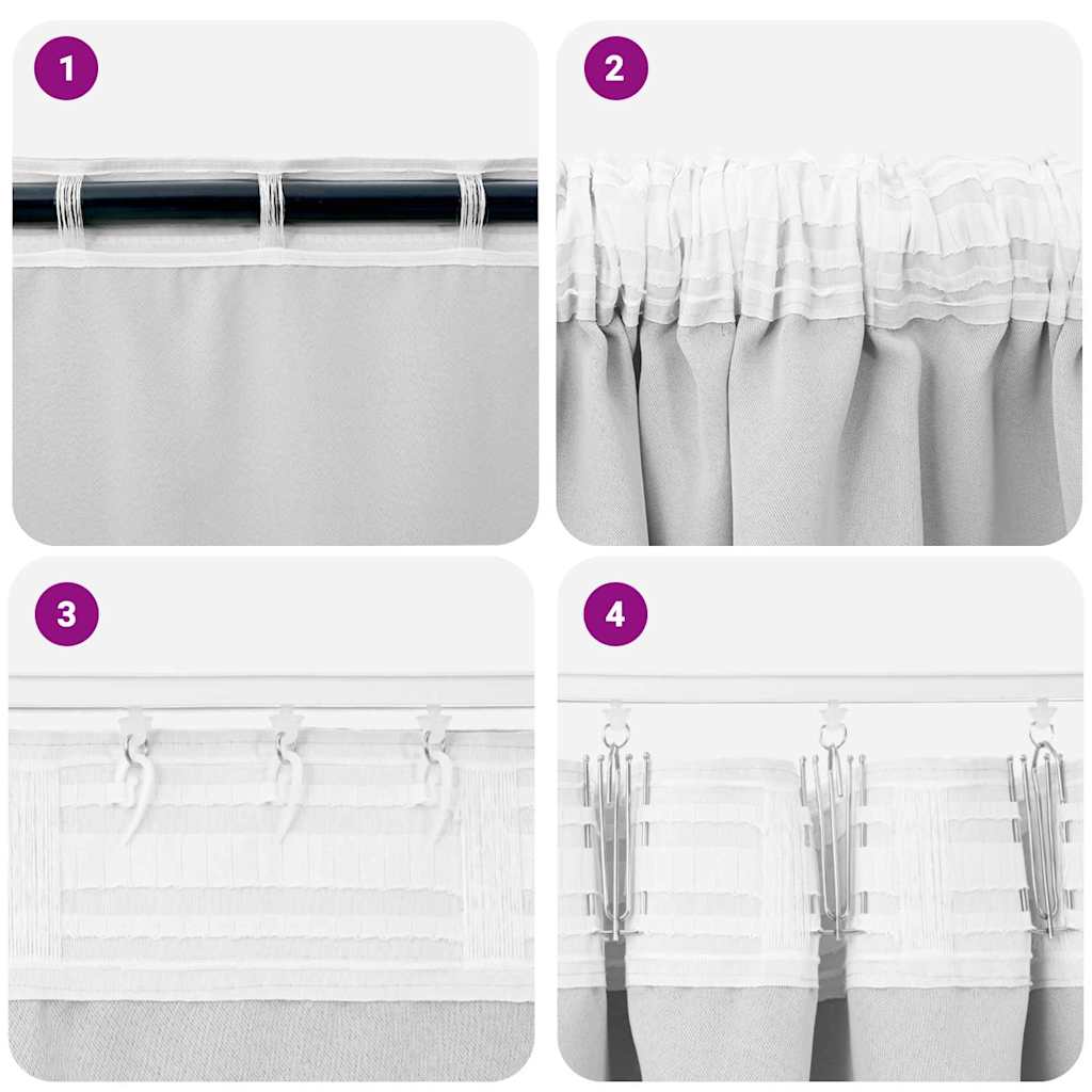 Fekete Függöny Gyűrűkkel 2 pcs Halvány szürke 140 x 140 cm