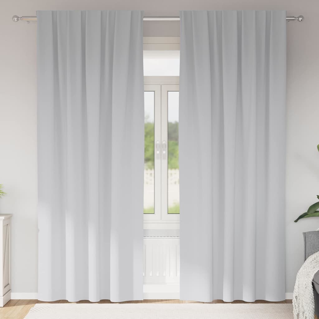 Fekete Függöny Gyűrűkkel 2 pcs Halvány szürke 245 x 140 cm