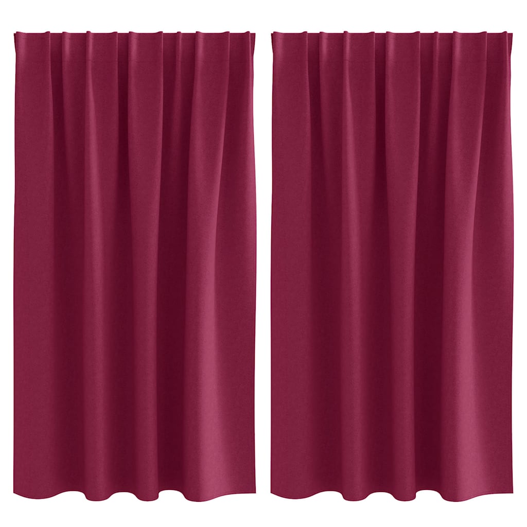 Fekete Függöny Gyűrűkkel 2 pcs Bordó 140 x 140 cm Poliészter