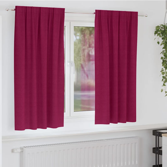 Fekete Függöny Gyűrűkkel 2 pcs Bordó 175 x 140 cm Poliészter