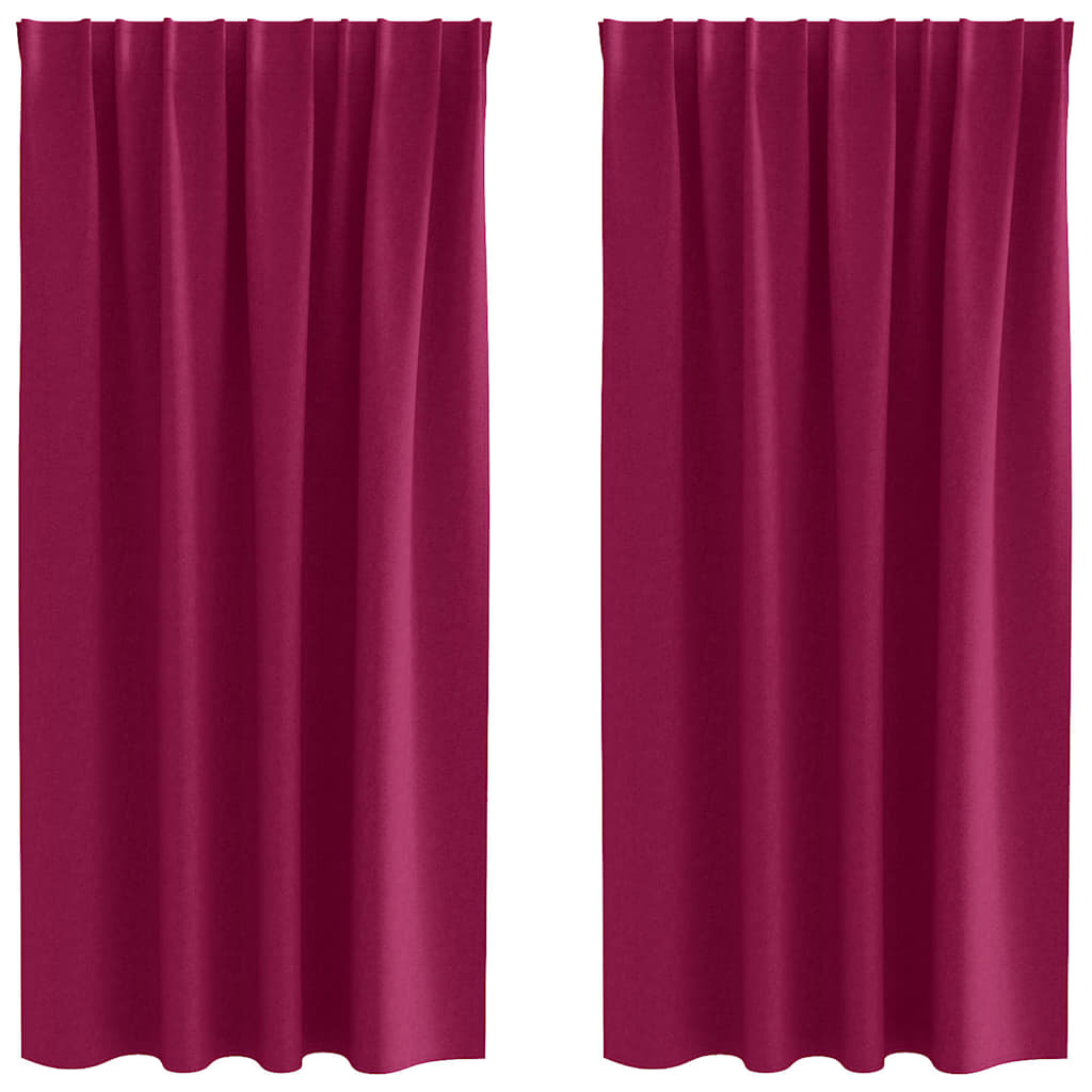 Fekete Függöny Gyűrűkkel 2 pcs Bordó 175 x 140 cm Poliészter