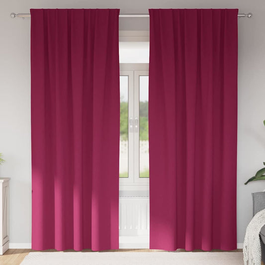 Fekete Függöny Gyűrűkkel 2 pcs Bordó 225 x 140 cm Poliészter